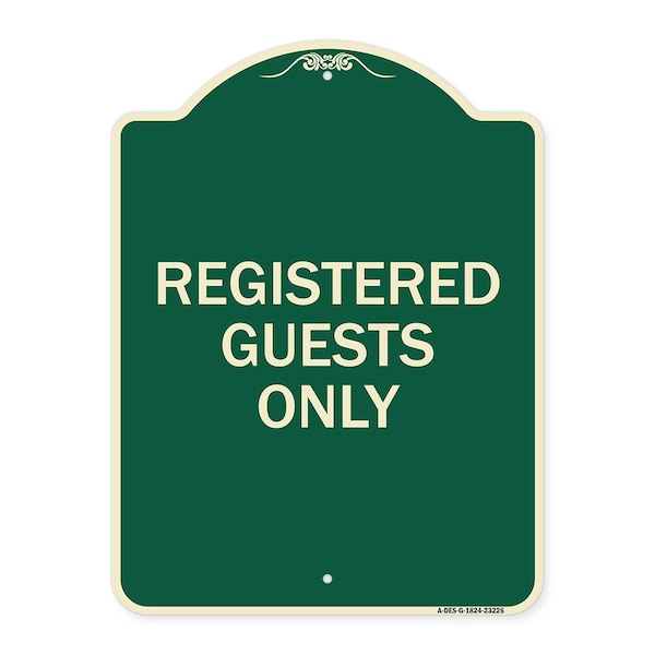 Registered Guests Only Heavy-Gauge Aluminum Architectural Sign, 24" H, G-1824-23226